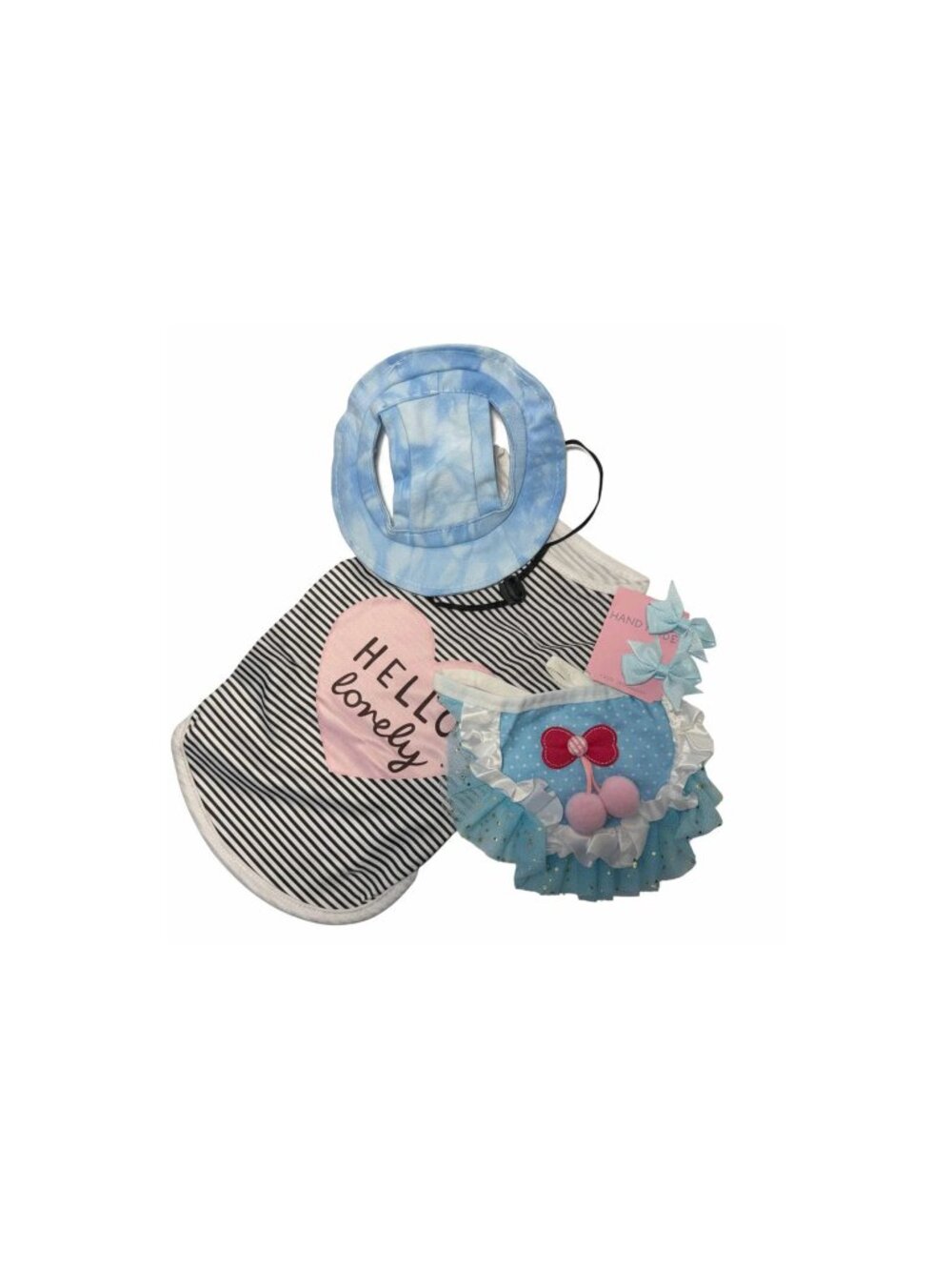 Pet Sun Hat Outfit Set | Shirt, Ruffle Skirt & Bows - Picture 2 of 2